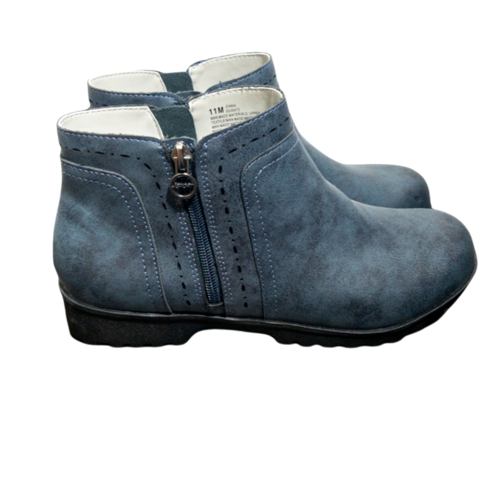 J Sport. Blue "Jenna" double zipper ankle booties with memory foam insoles